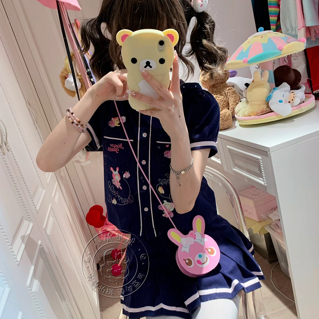 【小兔星球】MP复刻绀色套装连帽上衣短裙裙子刺绣校服