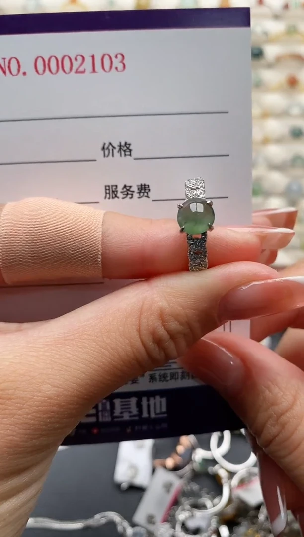 银S925镶嵌戒指翡翠33333333+1