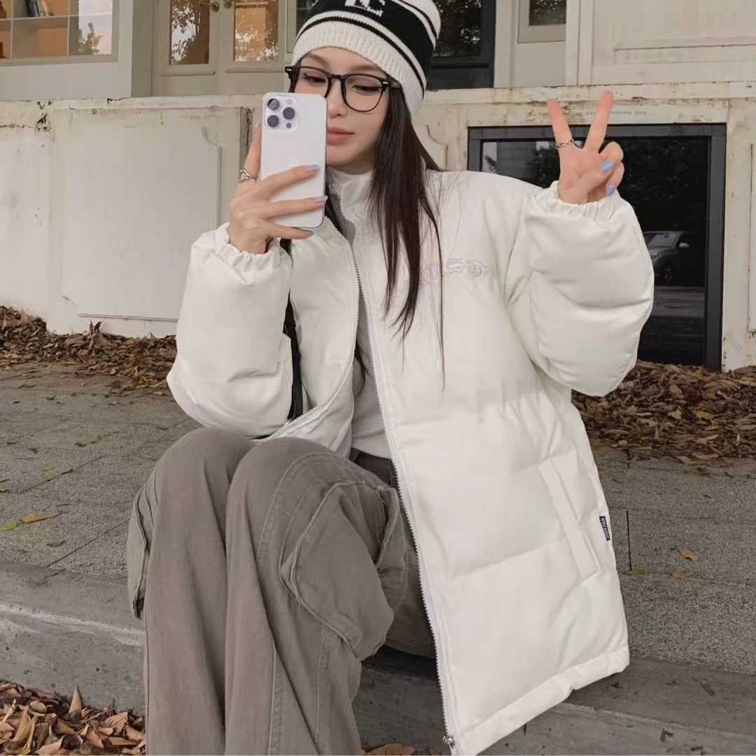 0700 GZ46设计感小众皮棉服外套女冬季韩版宽松加厚面包棉衣棉袄