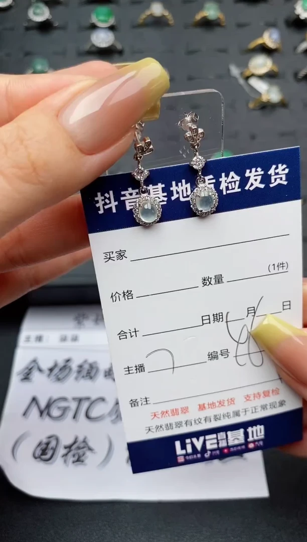 翡翠银S925镶嵌耳饰..........