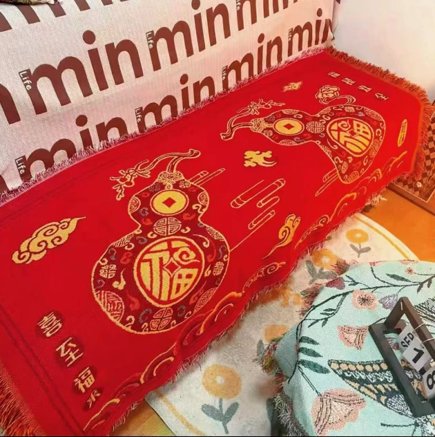 喜至福来葫芦沙发盖巾棉麻混纺防滑坐垫直排沙发套罩防尘盖巾