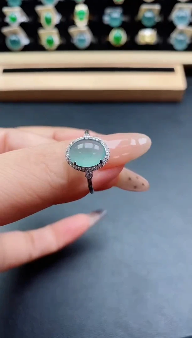 银S925镶嵌戒指翡翠1