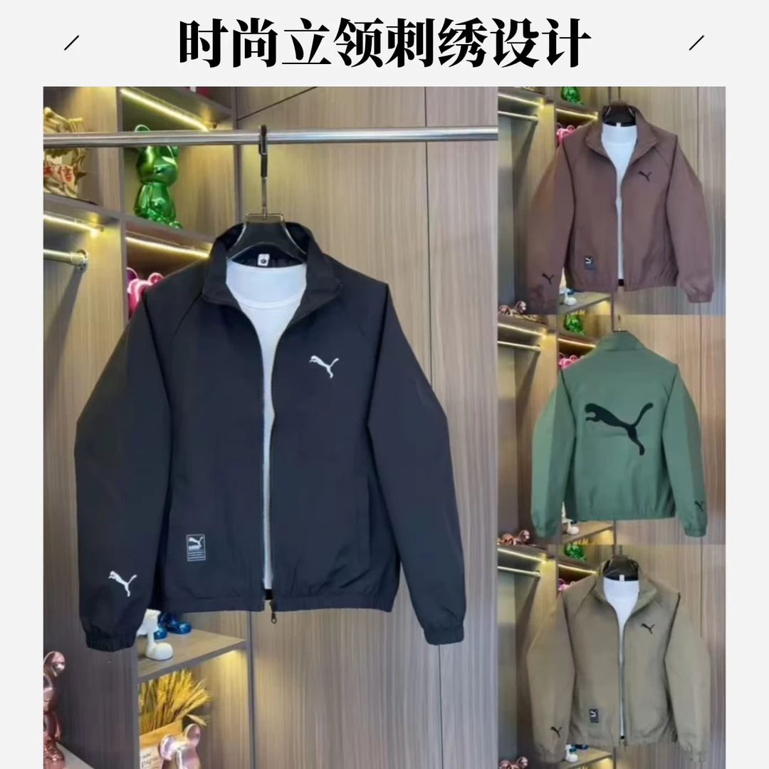 秋季新款潮流刺绣立领褶皱不褪色夹克拉链运动休闲上衣外套夹克