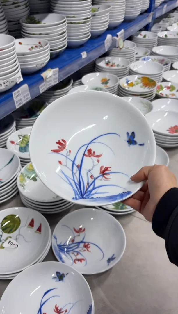 景德镇高温陶瓷食品级手绘釉中彩-圆深盘