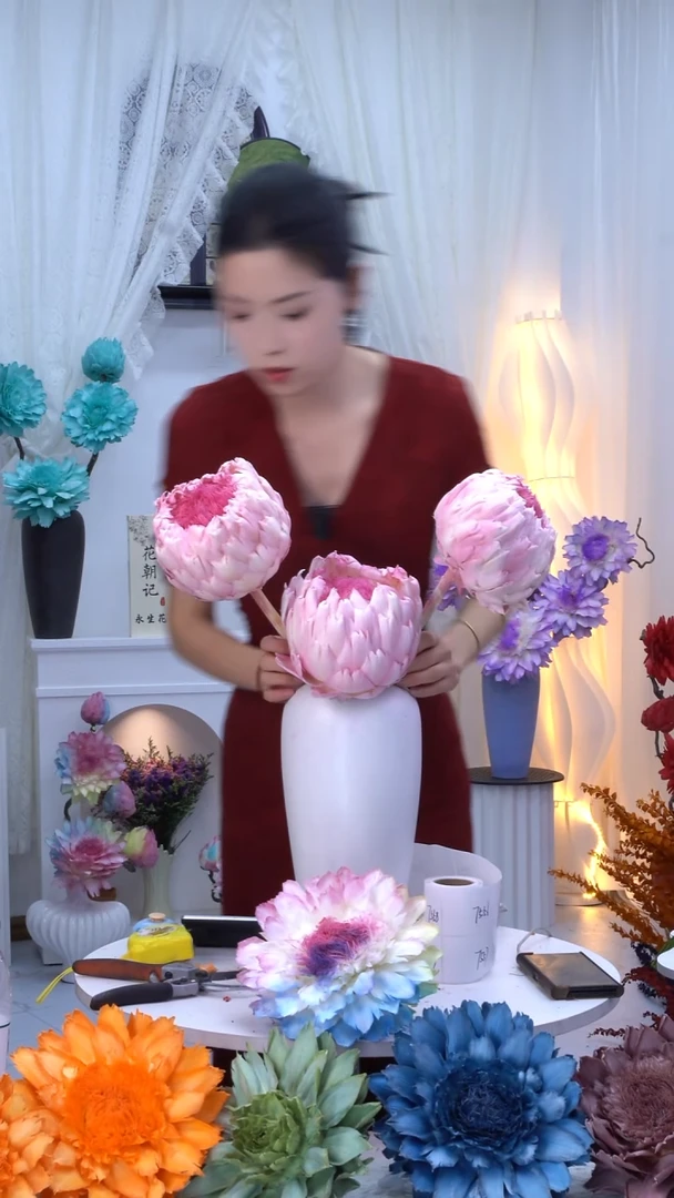 永生洋蓟桃夭3头【微瑕】7547