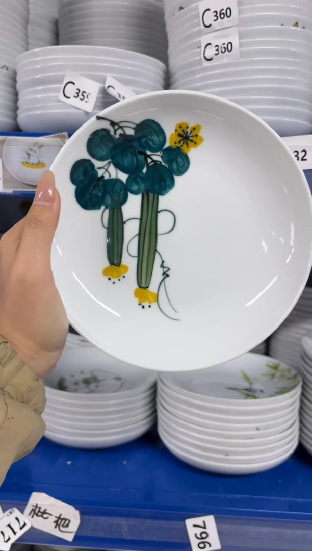 瓷片景德镇高温陶瓷食品级手绘釉中彩-浅盘