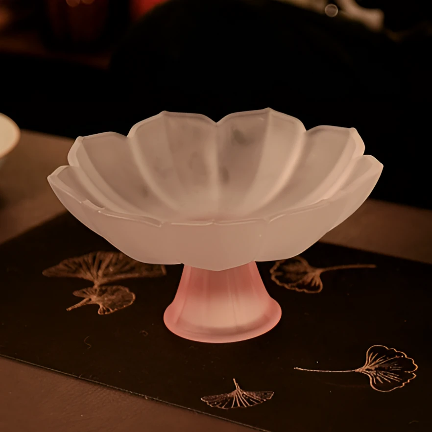 仿琉璃玻璃家用高颜值果盘茶道茶具配件陶瓷茶具高足茶点盘