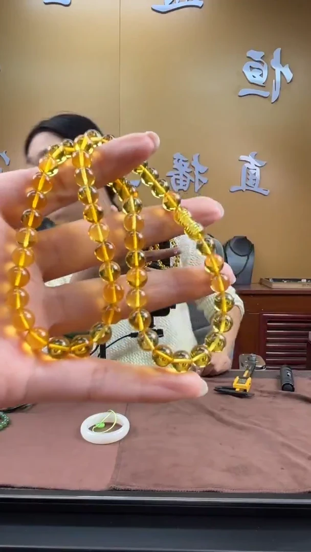 琥珀颈饰未镶嵌项链8mm