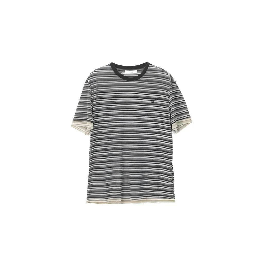 【茉舍】ASYUS 时尚撞色条纹波嬉风圆领短袖T恤A25PFT033TB01-880