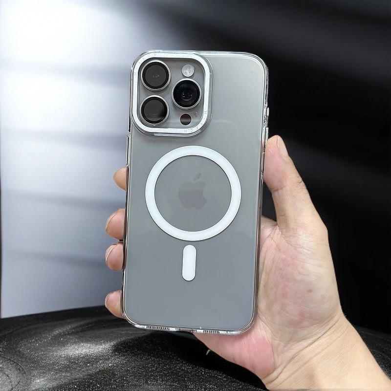 轻奢晶透磁吸不发黄透明手机壳适用苹果16Pro超薄高清保护套15PM
