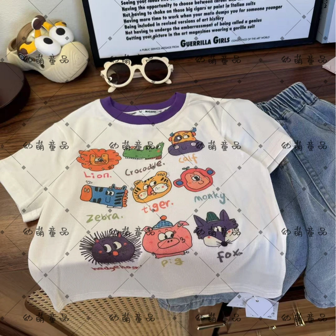 YM【JMJQ 25323】夏季新款中小童卡通印花圆领短袖体恤