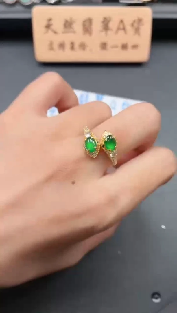 银S925镶嵌戒指翡翠11