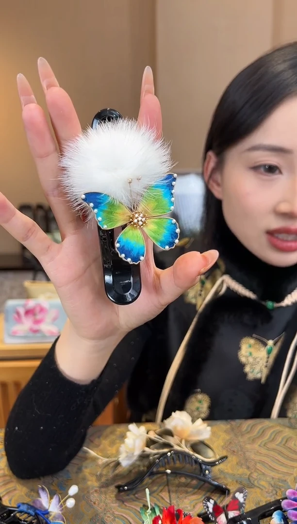 刺绣非遗绒花（发饰）