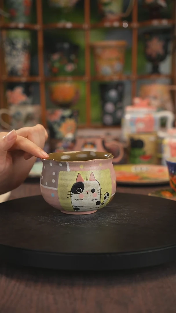 紫砂油画釉下彩手绘脏脏杯
