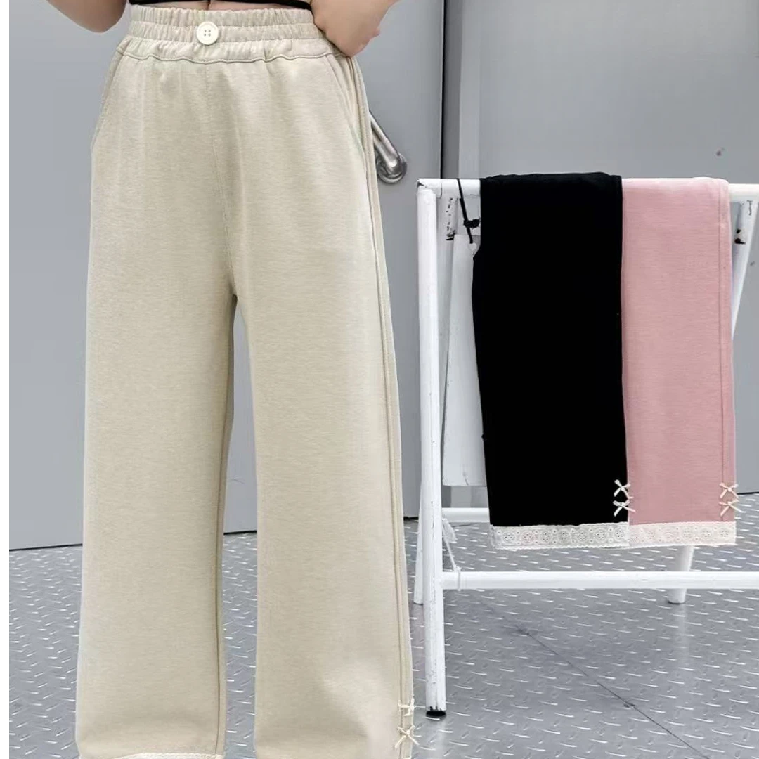 【丫丫童装】2025夏季新款女大童脚口花边休闲裤韩版休闲-K545