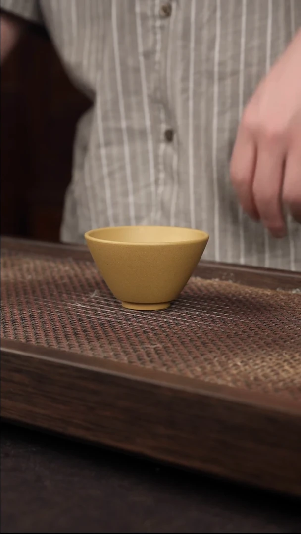 茶杯紫砂黄金段斗笠杯
