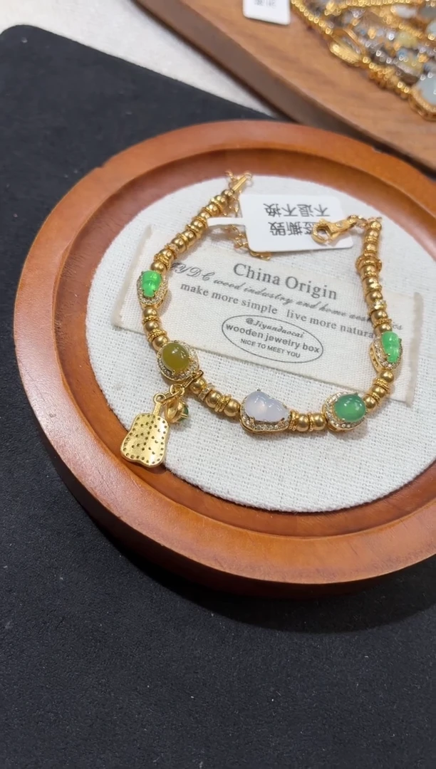 吊坠(不含链)银S925镶嵌翡翠手链
