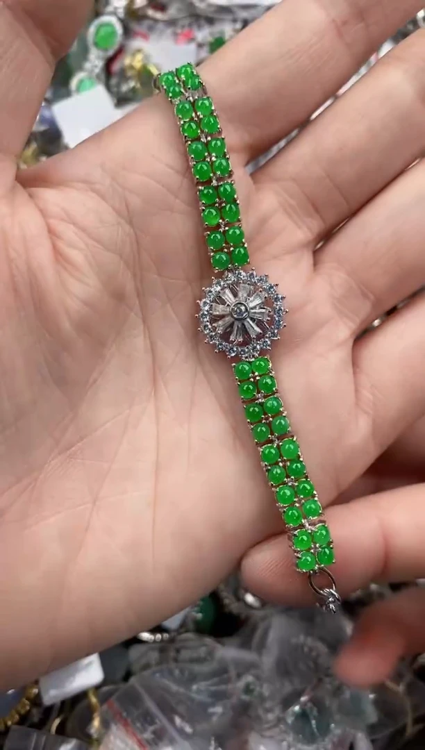 银S925镶嵌戒指翡翠444----8