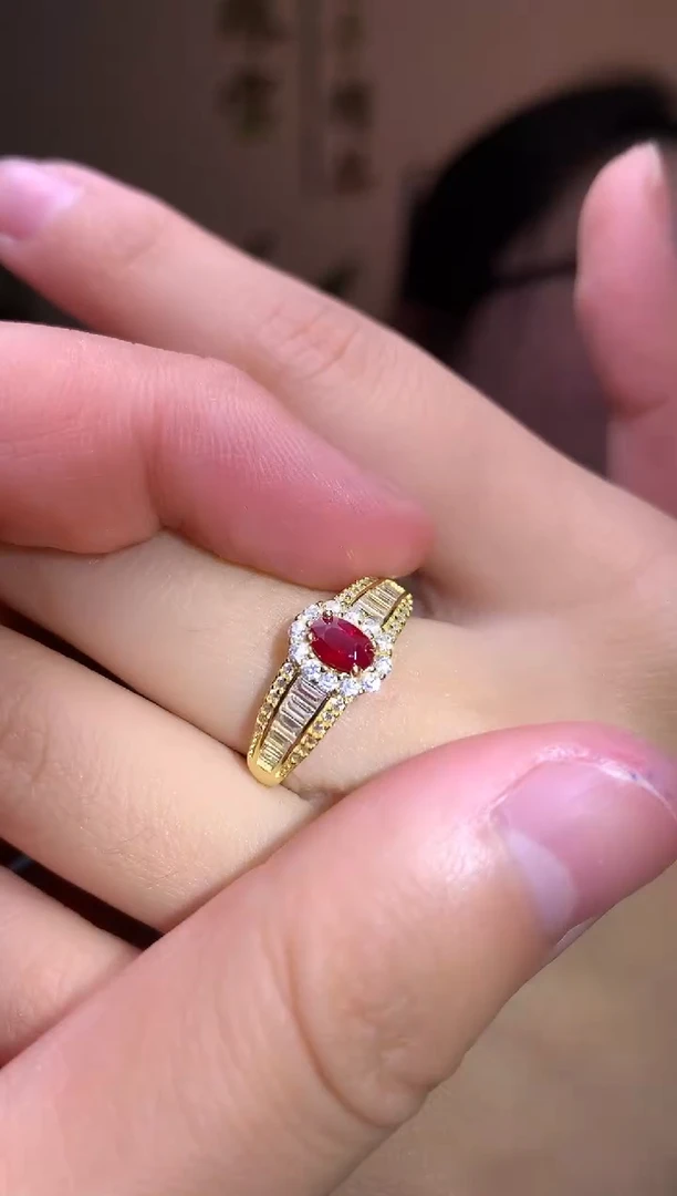 银S925镶嵌戒指红宝石戒指