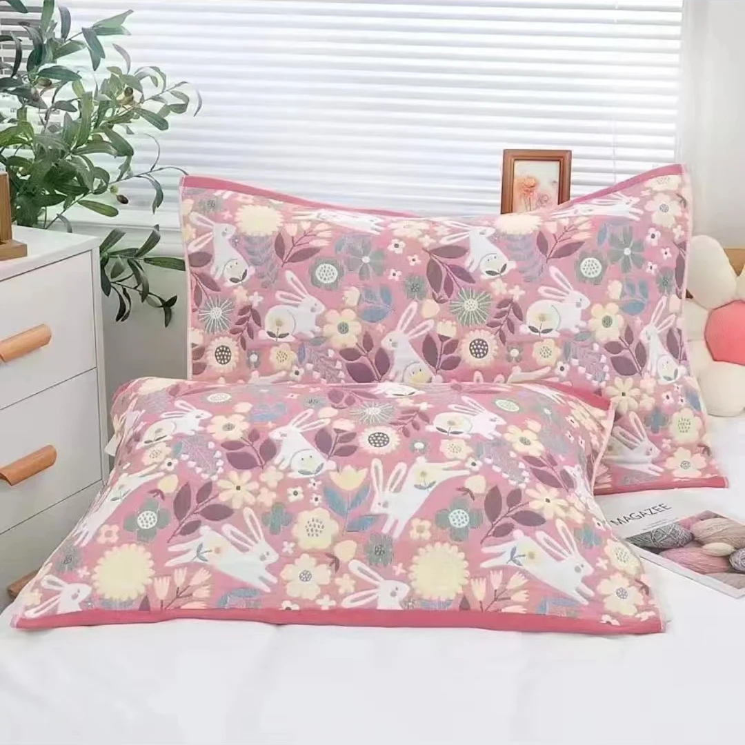 【意能达百货】微瑕50*80cm纱布枕巾兔小白