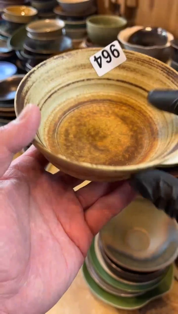 【闪购商品】瓷片964  粗陶黄色手工碗1个