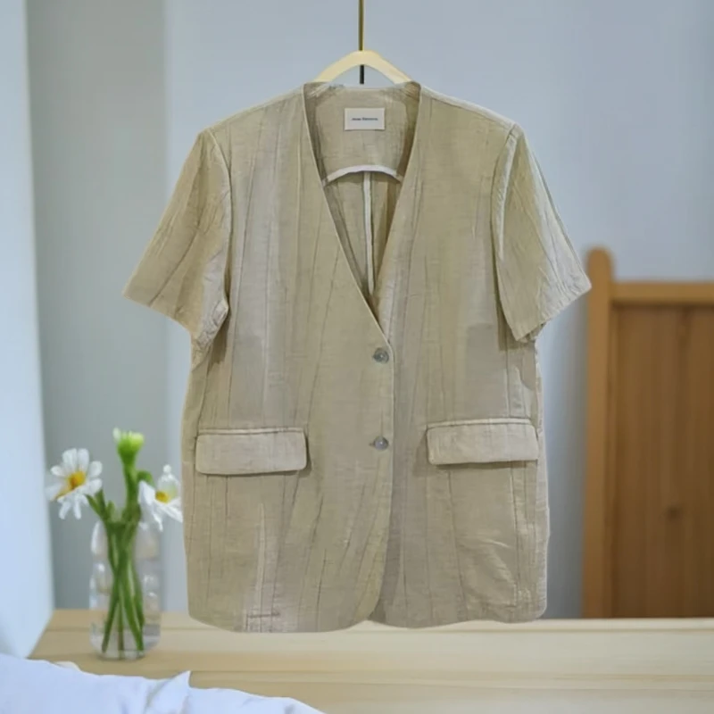 93208 V领时尚百搭短袖西服