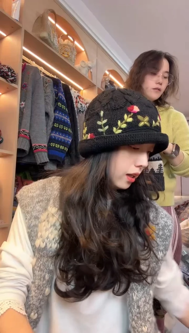 羊毛开**?美利奴刺绣渔夫帽（头围57以内）