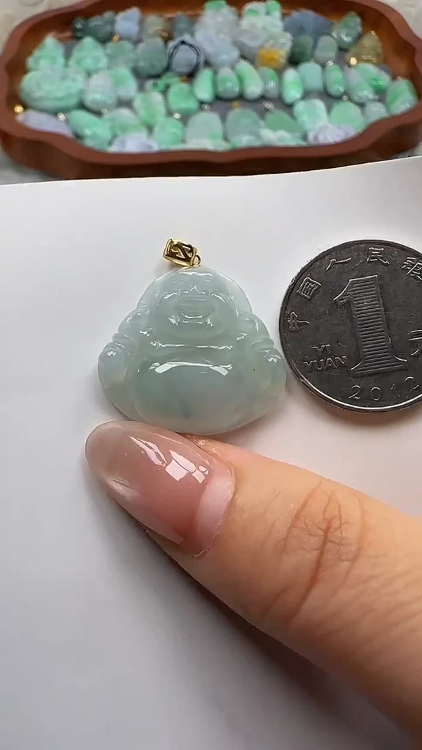 翡翠18K金镶嵌吊坠(不含链)佛公