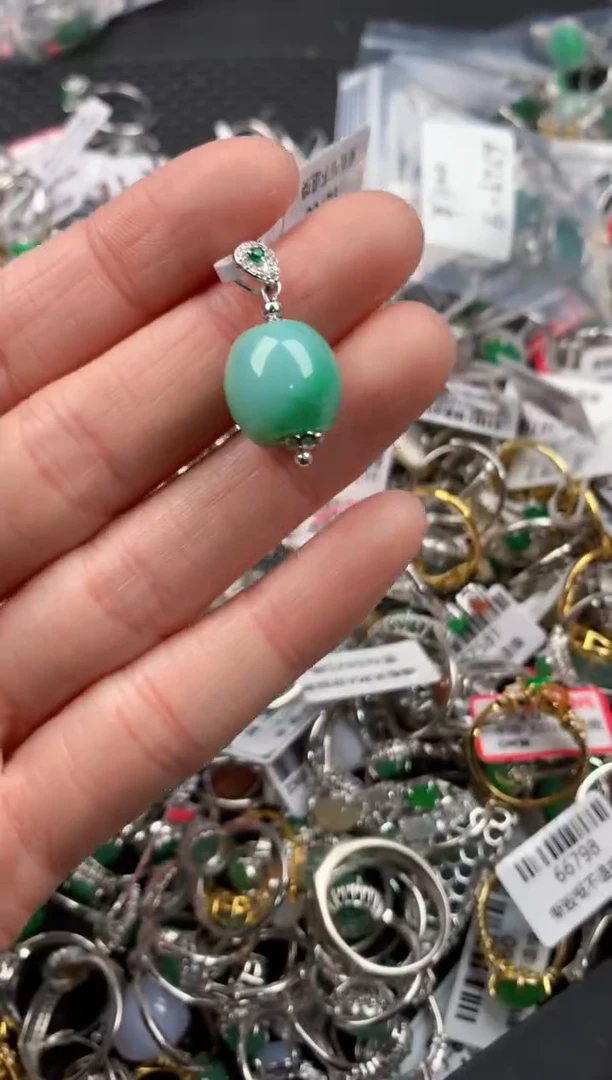 银S925镶嵌戒指翡翠5          5