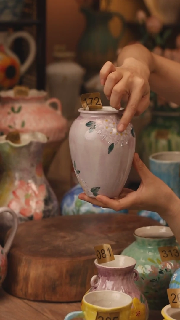 陶瓷172景德镇设计师手作花器摆件侘寂风