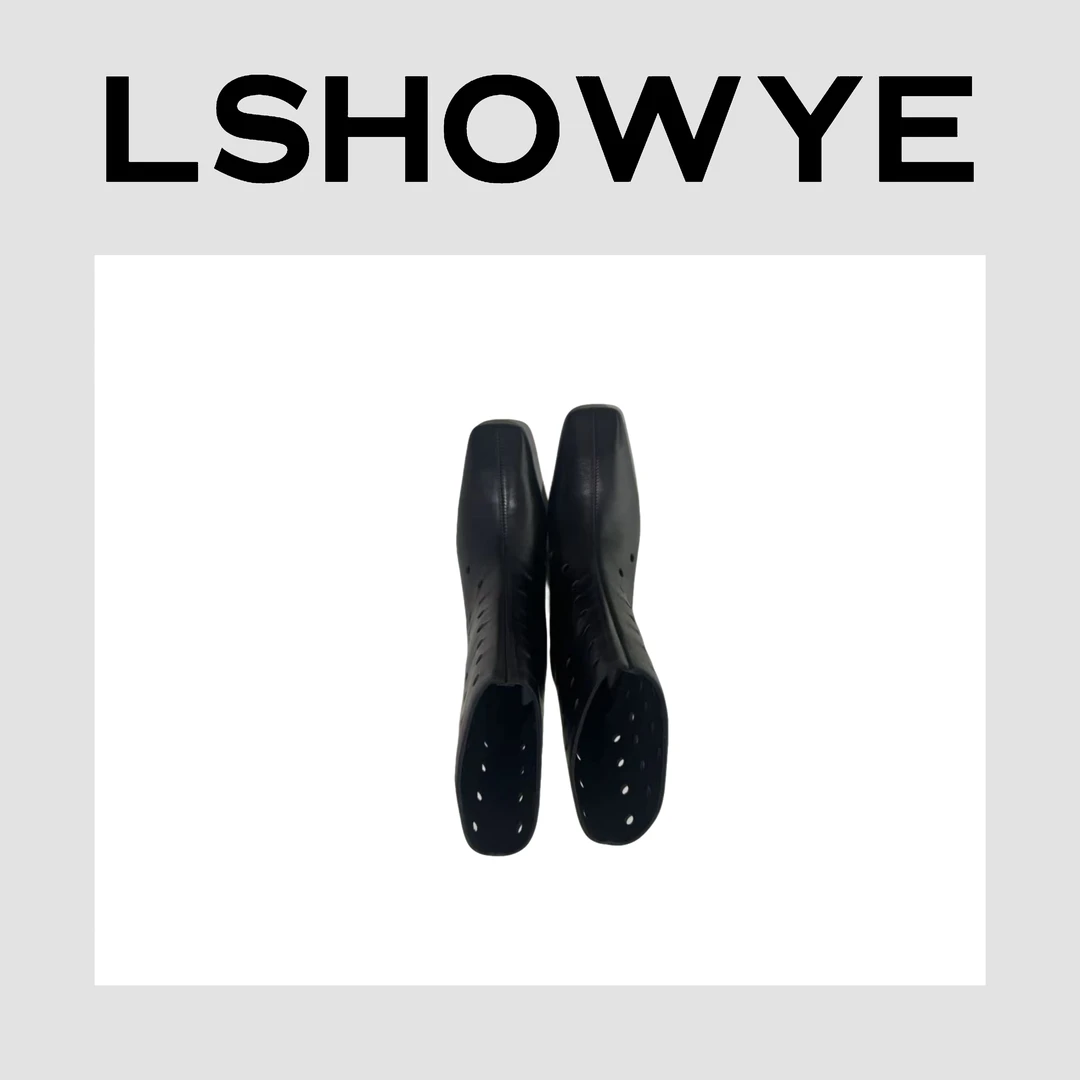 LSHOWYE｜洞洞镂空中筒靴黑白盒  230-703ID