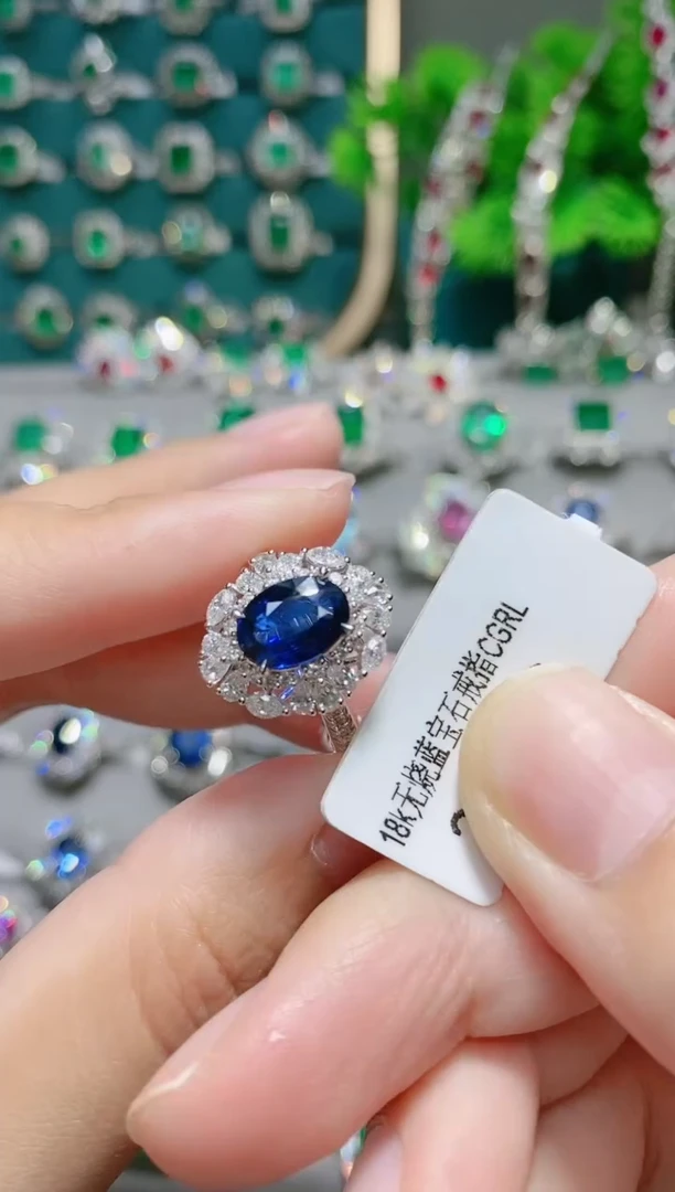 18K金戒指蓝宝石18K金镶嵌1