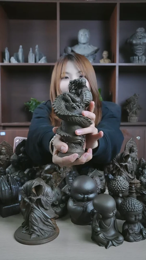 铁创意盘龙柱摆件