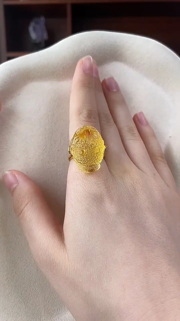 银S925镶嵌琥珀戒指戒指