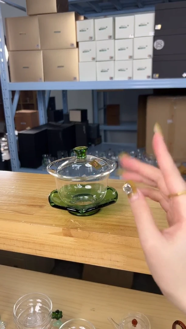 禾器 禅语盖碗 湖绿