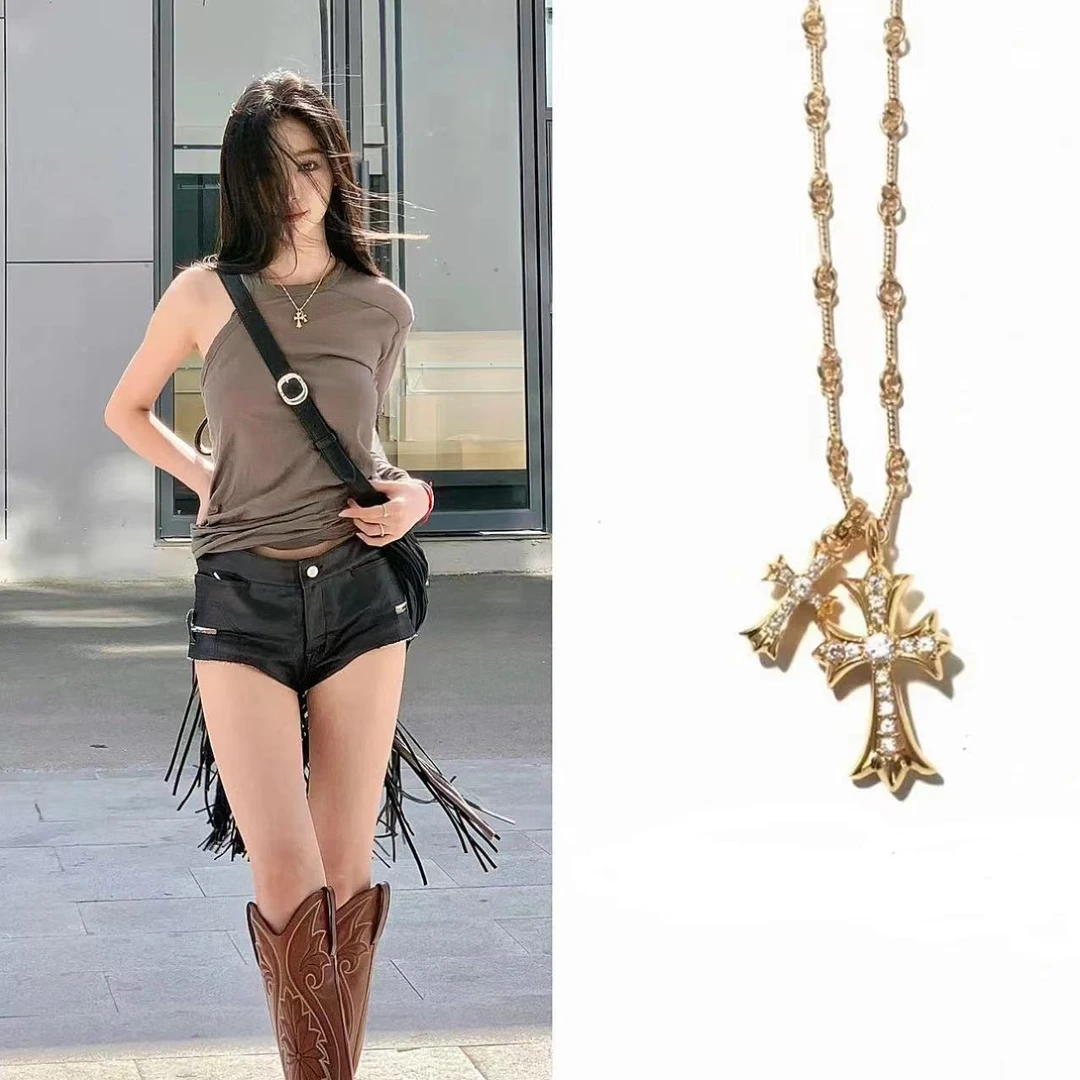 【MK1】手套 轻奢时尚小众复古 十字架 围巾 金色带钻满钻镶钻KL2