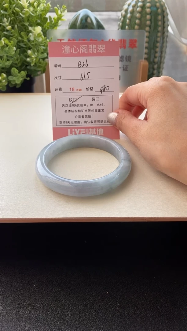 未镶嵌手镯翡翠圈口61.6编码B26