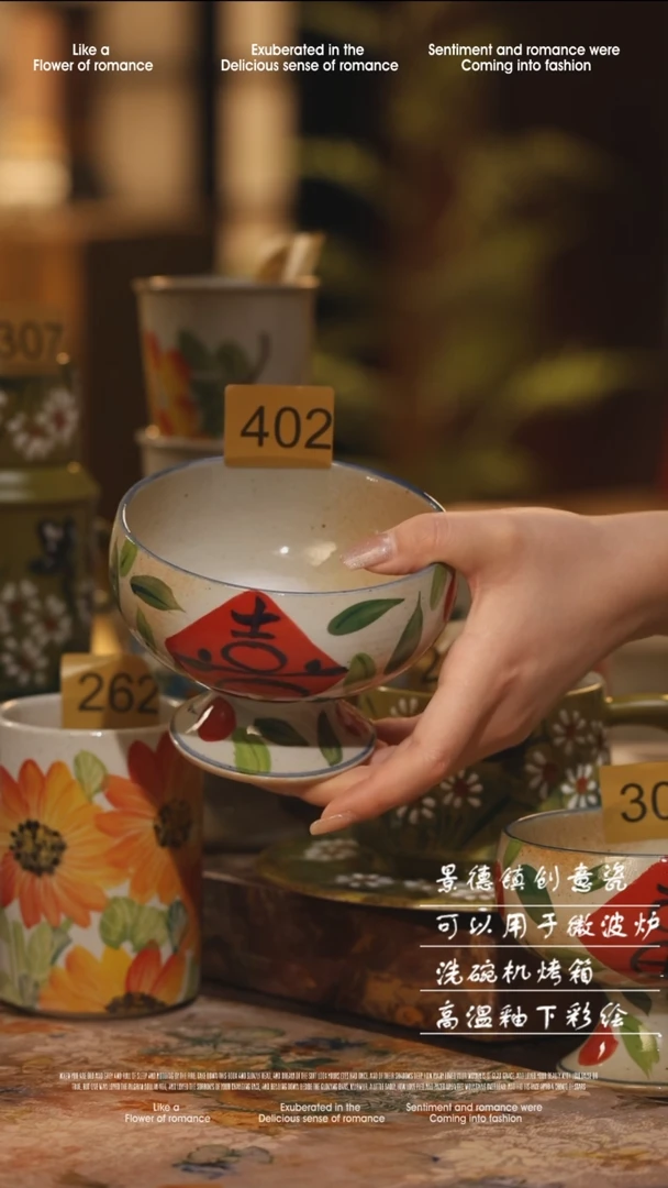 陶瓷景德镇高温手绘釉下彩绘设计师款式402