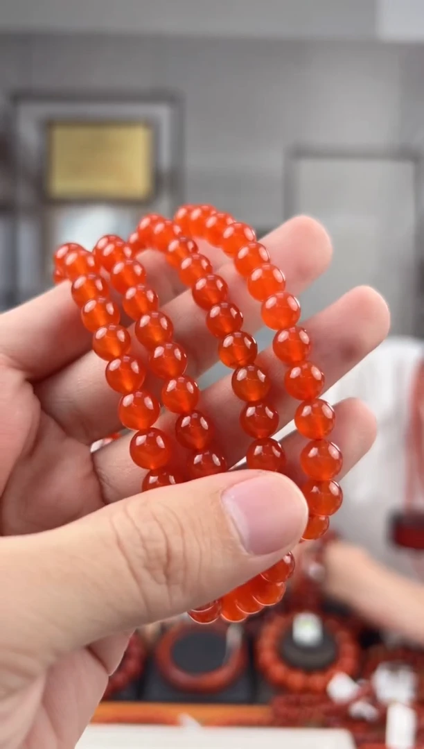 【送福珠宝】保山冰红老矿料《顶》（玉化）108 多圈7mm@t06646@