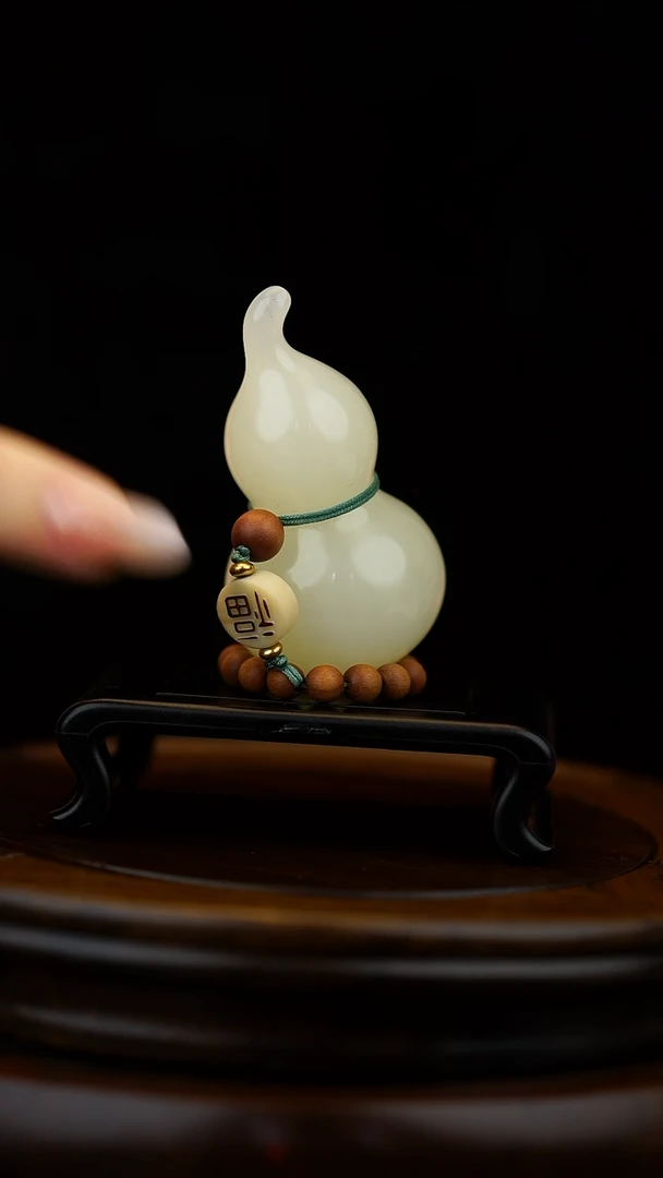 玉【手捻玉福禄】天然玉石葫芦手把件