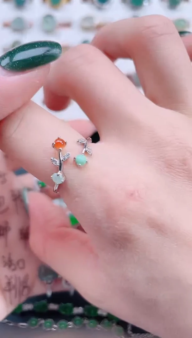 银S925镶嵌戒指翡翠天然翡翠