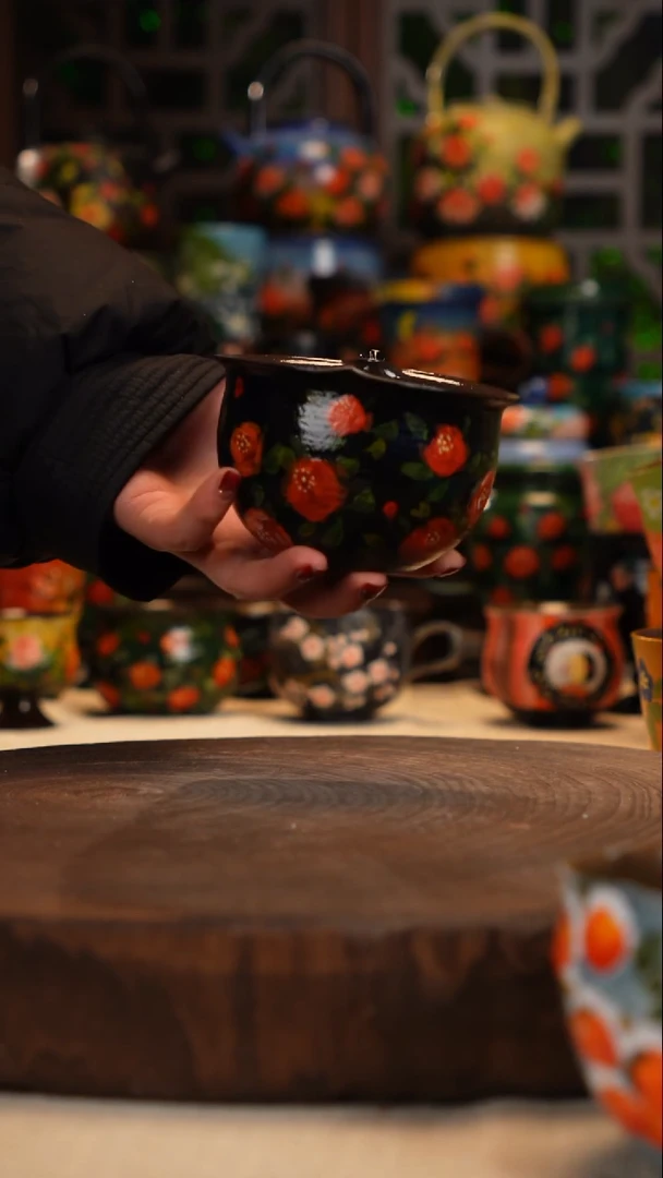 紫砂油画釉下彩手绘