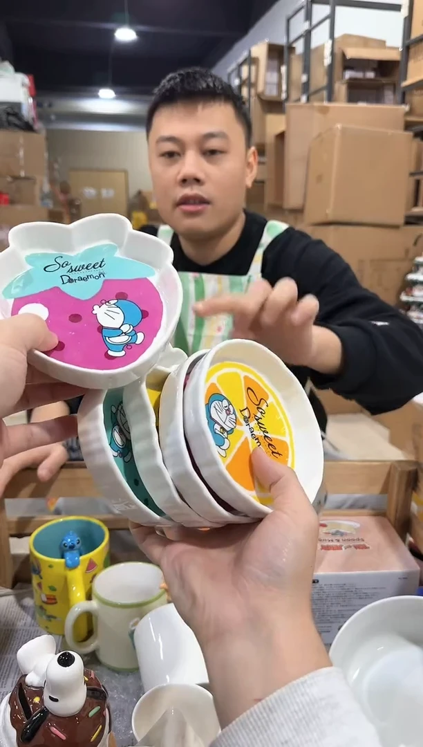 瓷片叮当猫水果盘5件套