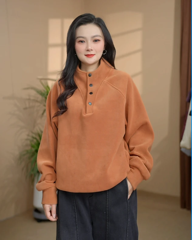 女保暖冬季卫衣女士澳粒绒打底衫休闲网红秋冬纯色