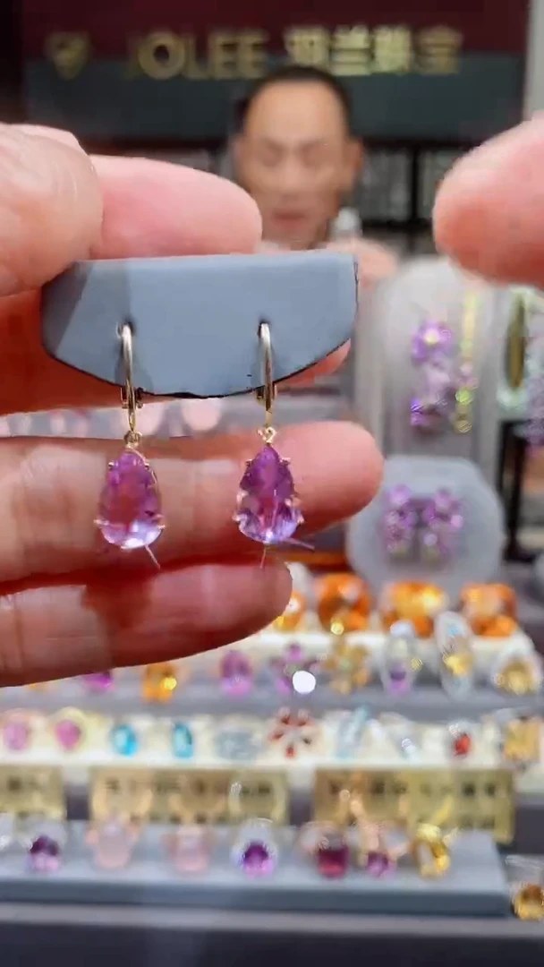 紫晶耳饰银S925镶嵌紫晶耳钉