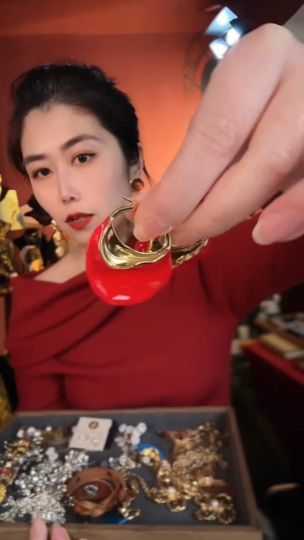 合金无合金无复古红色百搭耳针