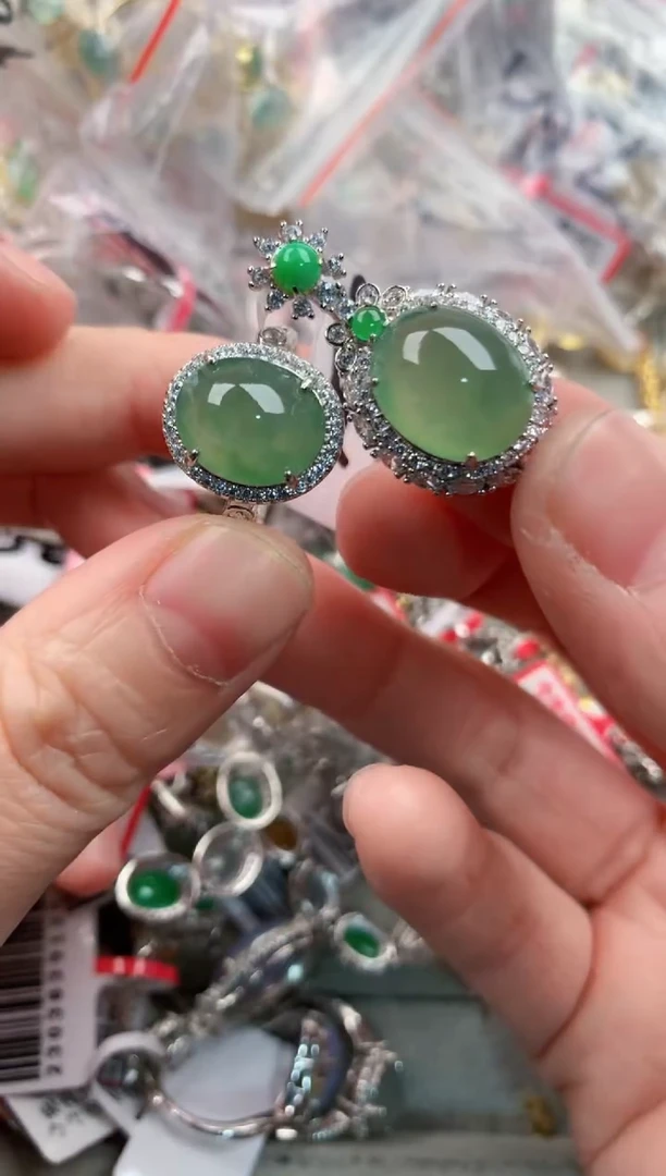 银S925镶嵌戒指翡翠4444----3