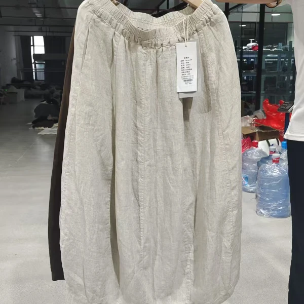 【欧诗莲】##女式宽松休闲舒适100%亚麻半身裙25055