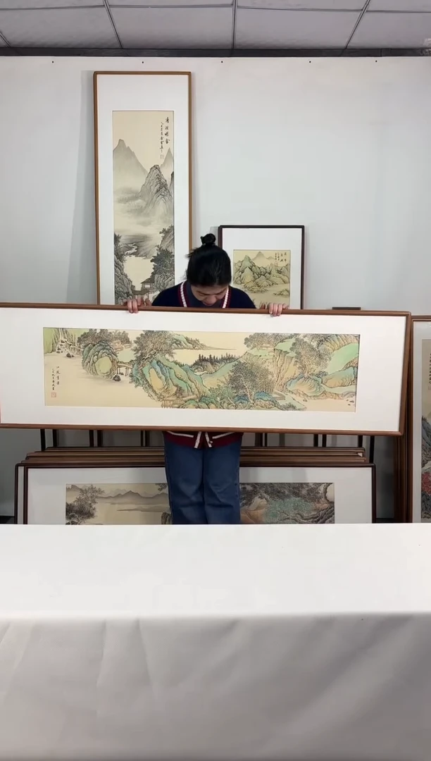 国画手绘*江堤秀景*52*172cm