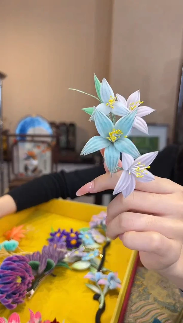 刺绣非遗绒花（发饰）